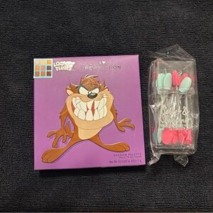 Revolution Purple Taz Eyeshadow Palette with Teal & Pink Applicators